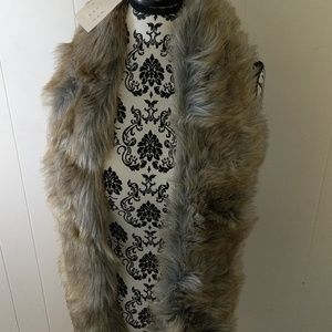 A New Day Faux Fur Scarf Gray White Brown